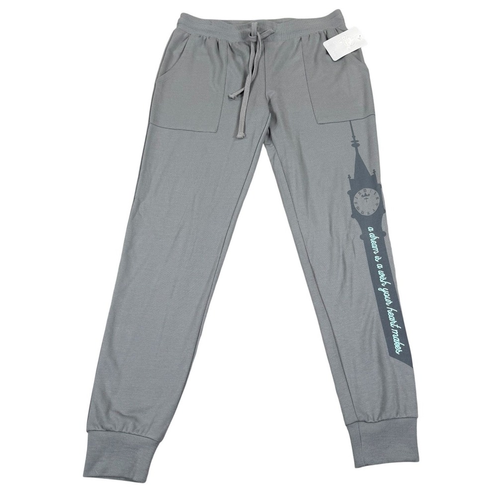 Disney Cinderella Jogger Pants Womens S Gray A Dream Is A Wish Your Heart Makes